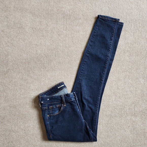 Old Navy Rockstar Mid Rise Jeans Womens Size 2 Blue Dark Wash Skinny Leg Stretch - Picture 1 of 6